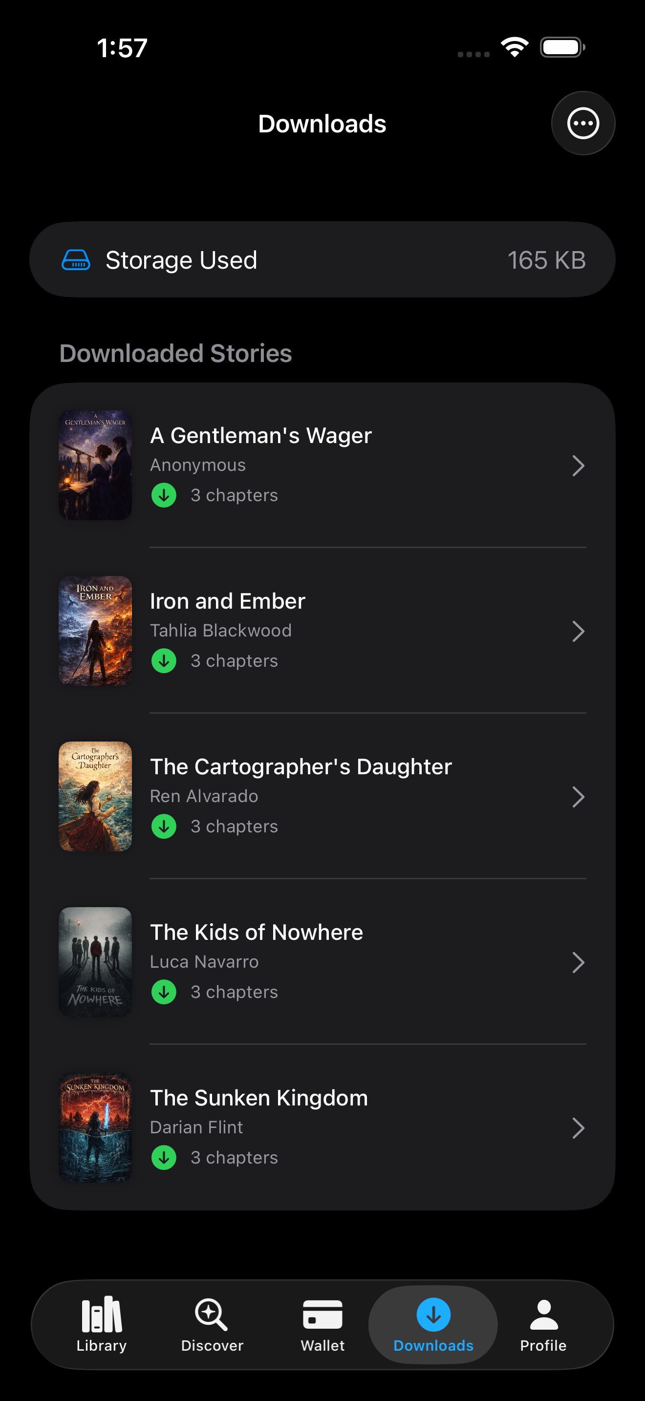 Downloaded stories for offline reading