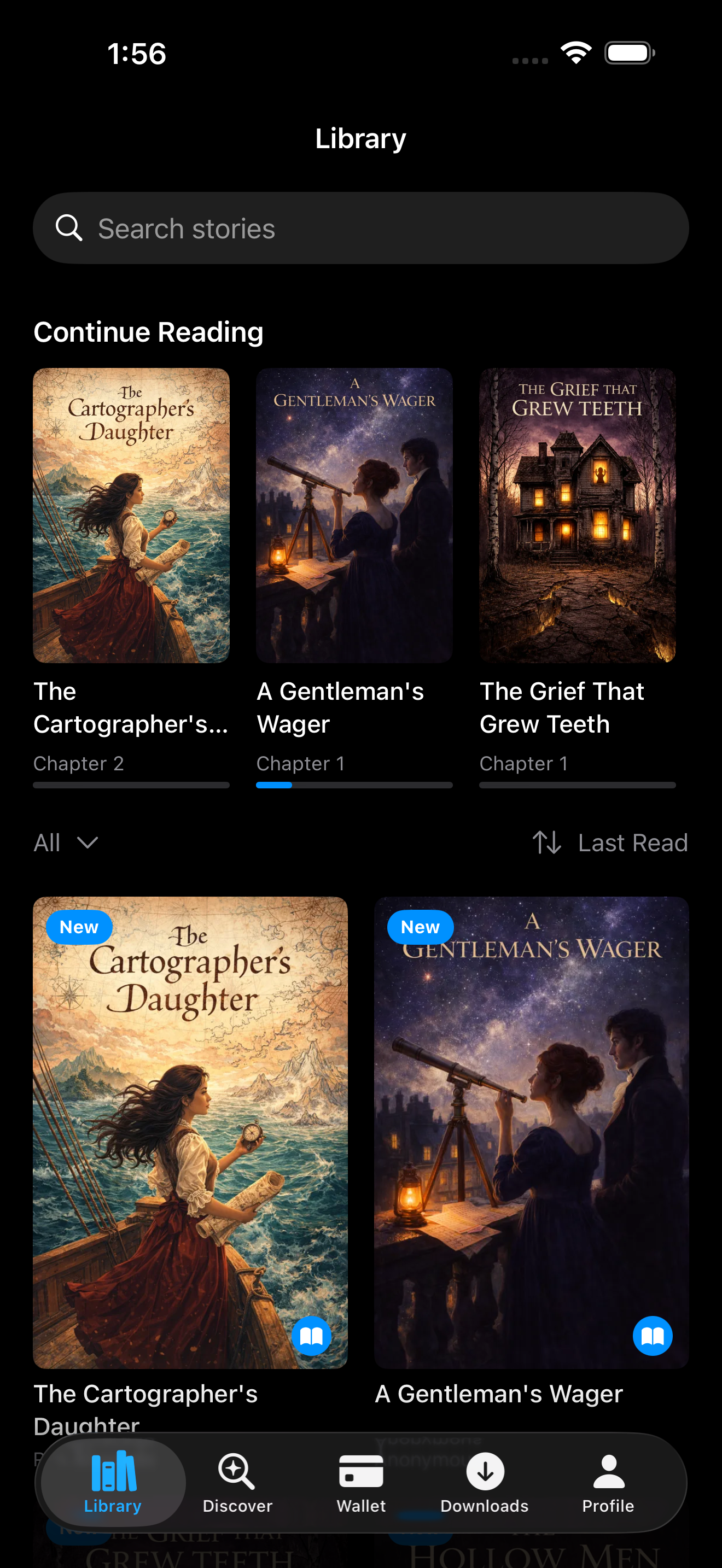 Your library with in-progress books